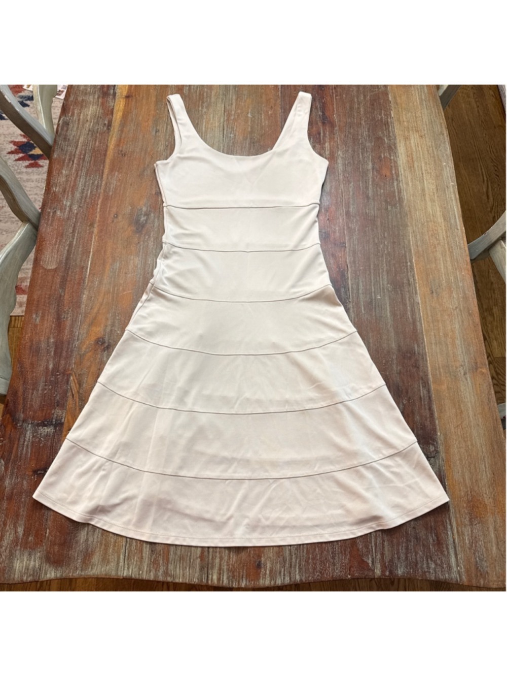 Josie Natori Cream Ivory Fit Flare A-Line Knit Dress XS